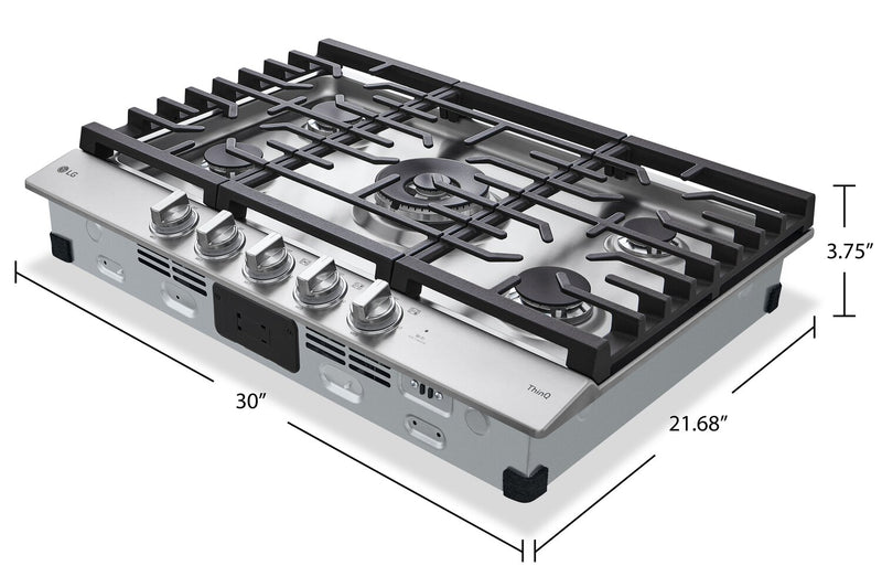 LG 30\" 5-Element Gas Cooktop - Smudge Proof Stainless Steel - CBGJ3027S