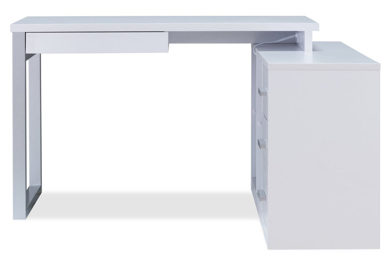 Owen 55\" Reversible Corner Office Desk with 4-Drawers & Cubbies - White