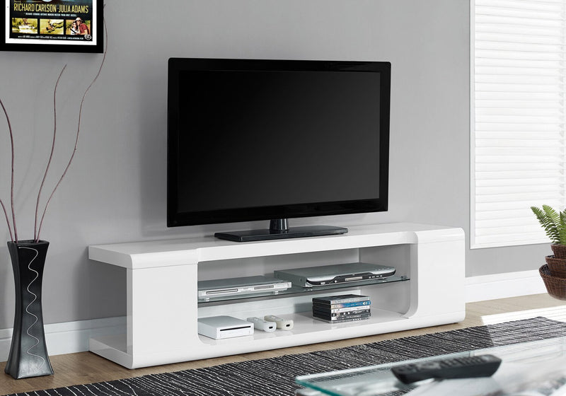 Pierce 60\" Modern TV Stand with Storage and Cable Management for TVs up to 65\"- White