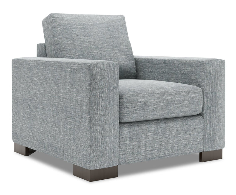 Made in Canada Sofa Lab Customizable Track 38\" Linen-Look Fabric Chair with Track Arms - Luna Pewter Grey