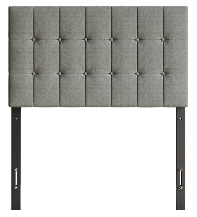 Ellis Upholstered Headboard in Grey Fabric, Button Tufted - Twin Size