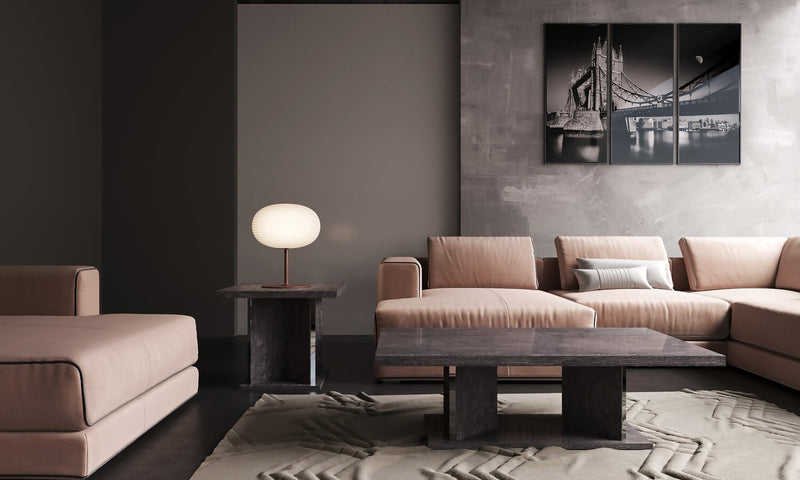 Mara 26\" Modern End Table - Dark Grey Wood with Lacquer Finish