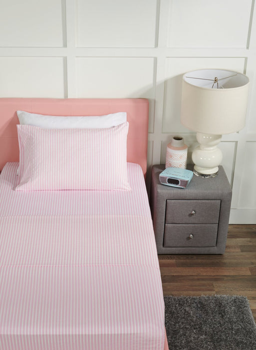 Hallie Striped 4-Piece Full Cotton Sheet Set - Pink