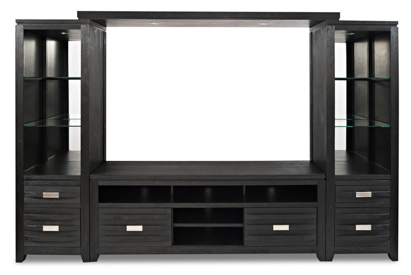 Bronx 104\" 4-Piece Wall Unit Entertainment Centre with Storage & Cable Management for TVs up to 65\"- Charcoal