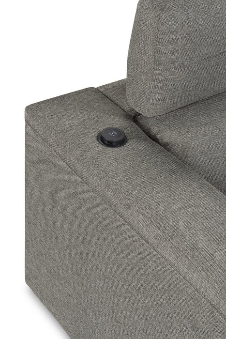 Savvy 2-Piece Right-Facing Linen-Look Fabric Sleeper Sectional with Adjustable Headrests - Grey