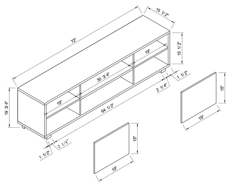 Kort & Co. Aiden 72\" TV Stand with Storage and Cable Management for TVs up to 80\"- Natural and White