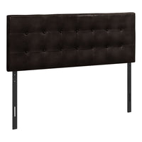 Estel Upholstered Headboard in Brown Vegan Leather Fabric, Button Tufted - Queen Size 