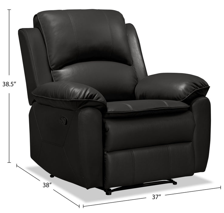 Chandler 37\" Leather-Look Fabric Reclining Chair - Grey