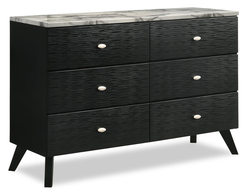Atlas Bedroom 6-Drawer Dresser, 60.2\"W x 36.8\"H, Mid-Century Modern - Black