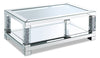 Berni 47.2\" Glam Mirror & Glass Top Coffee Table with Shelf - Silver Metal with Diamond Look Legs