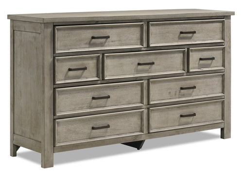 Levi Bedroom 9-Drawer Dresser, 67"W x 38"H, Wood - Drift Grey 