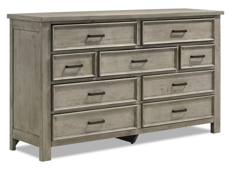 Levi Bedroom 7-Drawer Dresser, 67\"W x 38\"H, Wood - Drift Grey