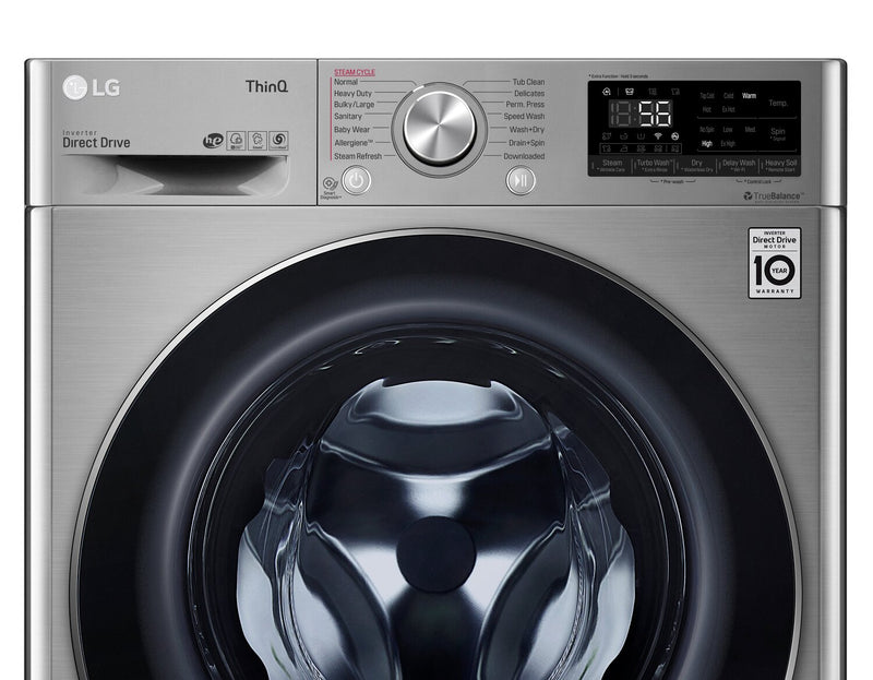 LG 2.6 Cu. Ft. Smart Front-Load High-Efficiency Steam All-in-One Laundry - Graphite Steel - WM3555HVA