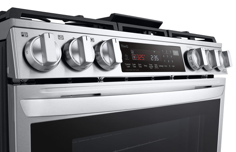 LG 6.3 Cu. Ft. Smart Gas Range with Instaview and ProBake Convection® - Smudge Proof Stainless Steel - LSGL6335F