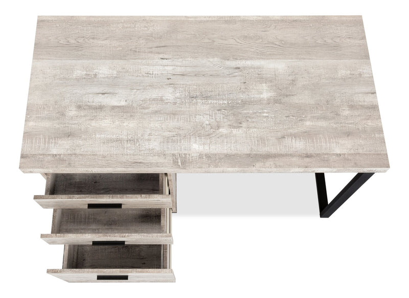 Clayton 47.25\" Reversible Office Desk with 3-Drawers - Light Taupe