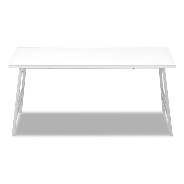 Atlas 40\" Modern Coffee Table - White Top with Grey Metal Legs
