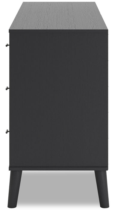 Kylo Bedroom 6-Drawer Dresser, 59\"W x 33.9\"H, Modern Mid-Century - Two-tone Black & Beige