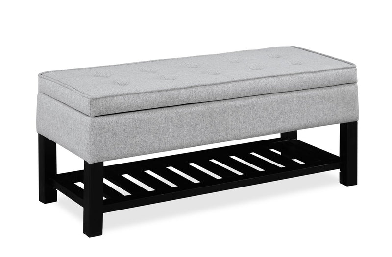 Ryan 43.5\" Storage Bench with Bottom Shelf - Light Grey