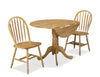 Hana 3pc Drop-Leaf Dining Set with Table & 2 Chairs, Pedestal Base, 40\"W - Natural