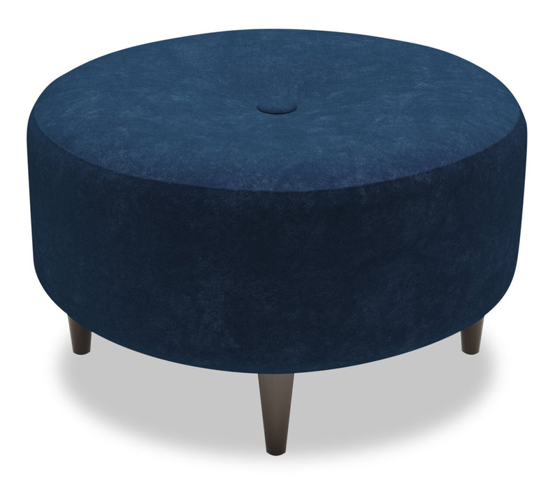 Made in Canada Customizable Sofa Lab The Curve 31\" Velvet Fabric Ottoman - Royal Blue