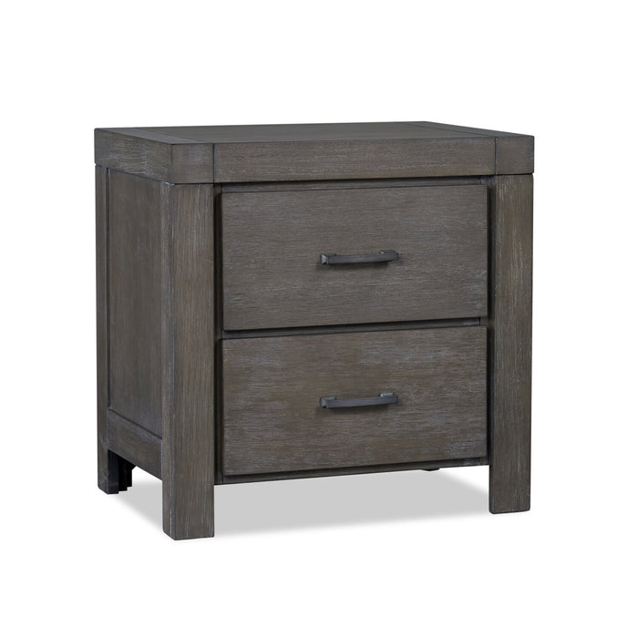 Koda Bedside 2-Drawer Nightstand, 23.7\"W x 23.7\"H, Acacia Wood - Grey