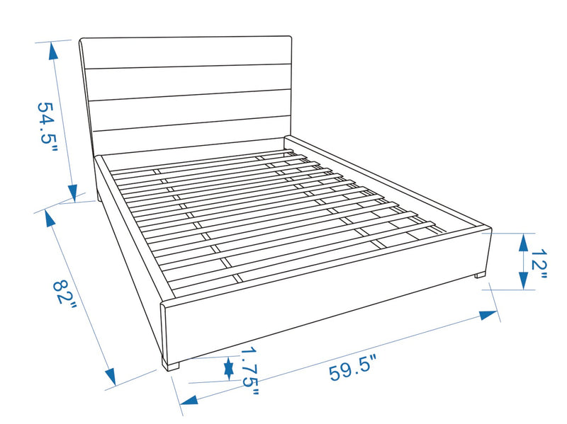 Kort & Co. Clay Upholstered Platfom Bed in Brown Vegan-Leather Fabric, Tufted - Full Size