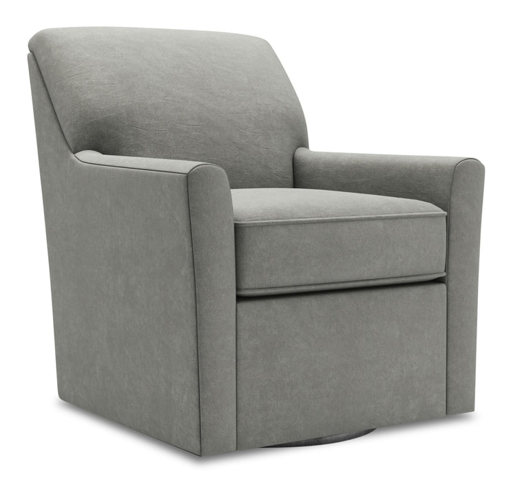 Made in Canada Sofa Lab Customizable Swivel 31\" Velvet Fabric Accent Chair - Platinum Grey