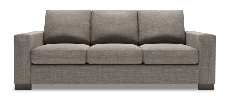 Made in Canada Customizable Sofa Lab Track 85\" Linen-Look Fabric Sofa with Track Arms - Luna Smoke Grey