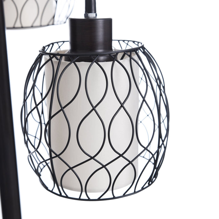 Delano 71.5\" Antiqued-Bronze with Black Wire Shade Floor Lamp 