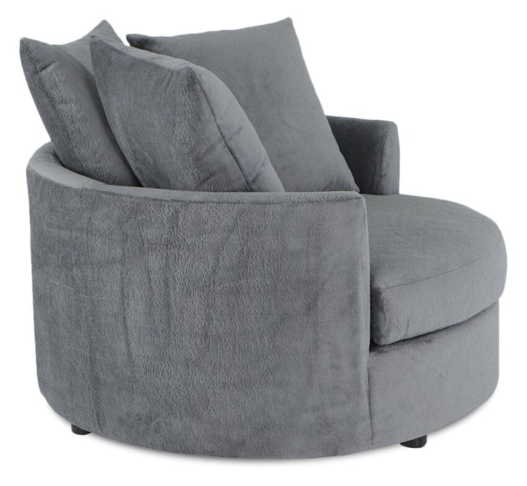 Made in Canada Grande 48\" Chenille Fabric Cuddler Accent Chair - Plush Thunder Grey