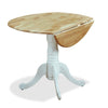 ["Hana Drop-Leaf Dining Table, Wood, Pedestal Base, 40\"W - Two-Tone White & Natural"]