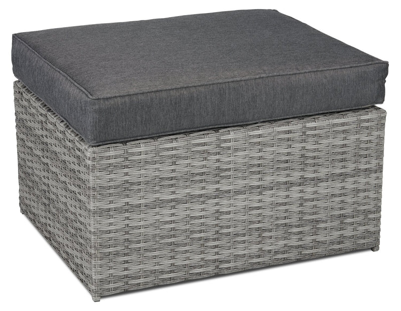 Cuba Canopy Outdoor Patio Conversation Set with Canopy Sofa, Ottoman & 2 Self-Storing Ottomans - Hand-Woven Resin Wicker, UV & Weather Resistant - Charcoal