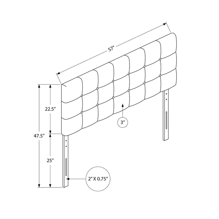Estel Upholstered Headboard in Brown Vegan Leather Fabric, Button Tufted - Full Size