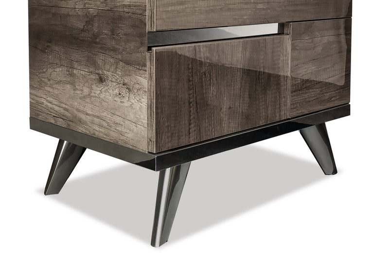 Gino 6pc Bedroom Set with Panel Bed, Dresser, Mirror & Nightstand - Made in Italy, Modern, Brown - King Size