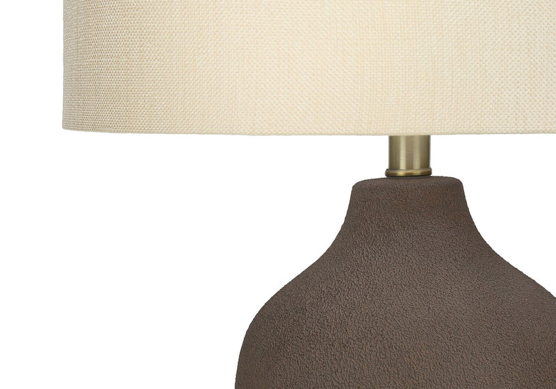 27\" Grey Ceramic Table Lamp with Beige Shade