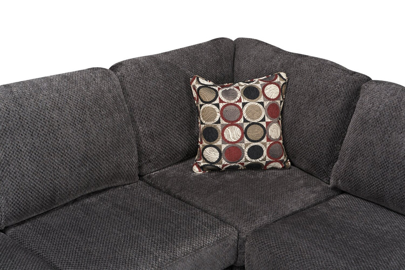 Made in Canada Morty 2-Piece Right-Facing Chenille Fabric Sectional with Accent Pillows - Grey