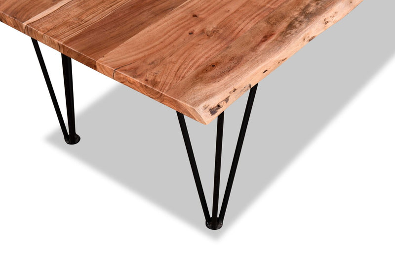 Kaleb 45\" Rustic Coffee Table - Brown and Black with Metal Legs