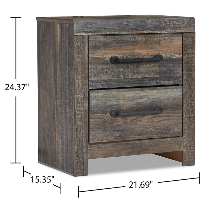 Abby 6pc Bedroom Set with Panel Bed, Dresser, Mirror & Nightstand, LED, USB, Brown - Queen Size