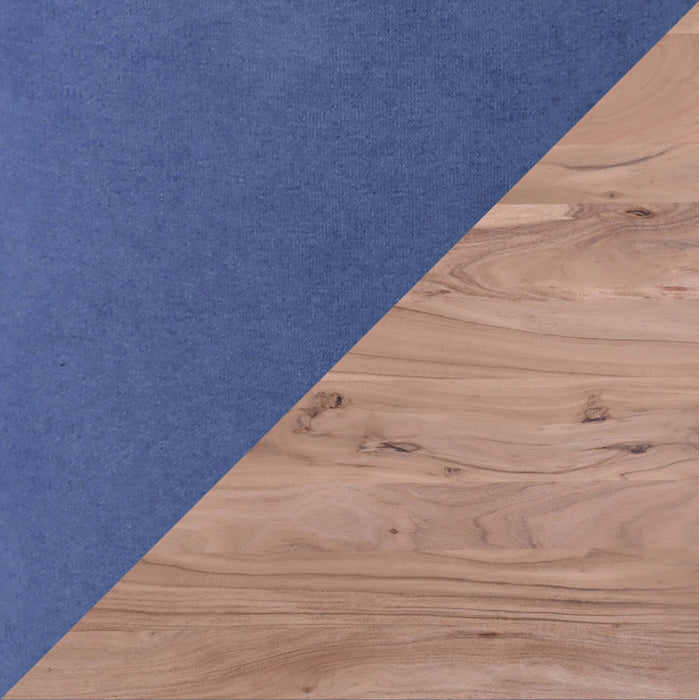 Miya 5pc Dining Set with Table & 4 Chairs, Live Edge, Acacia Wood, Metal, 60\"W - Navy Blue