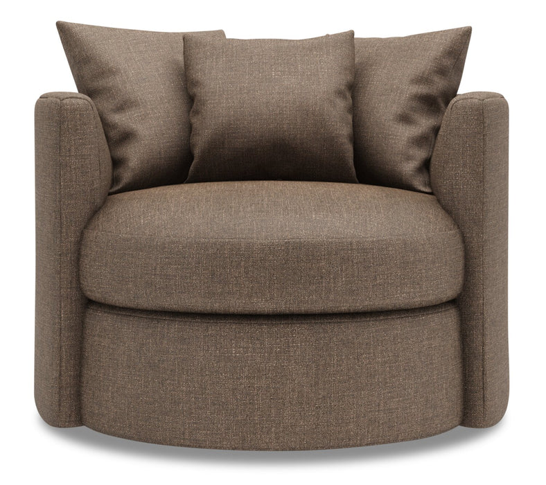 Made in Canada Sofa Lab Customizable Nest 41\" Linen-Look Fabric Swivel Accent Chair - Luna Praline Brown