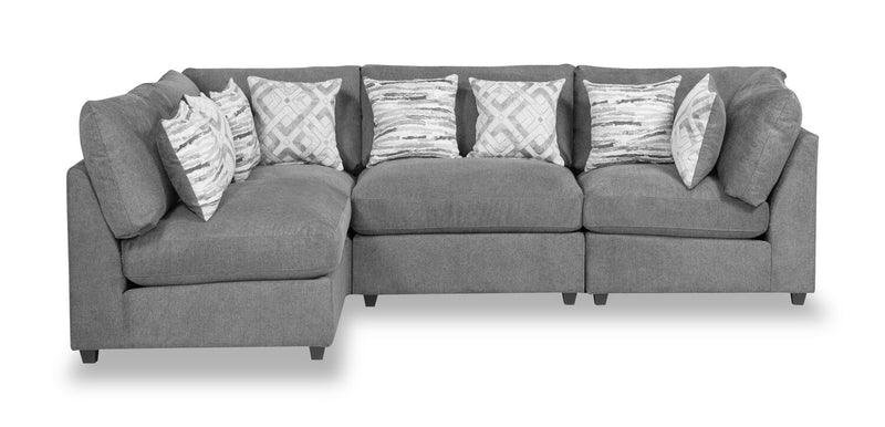 Scott Living Evolve Modular 4-Piece Linen-Look Fabric Pit Sofa Sectional with Feather Down Cushions - Charcoal
