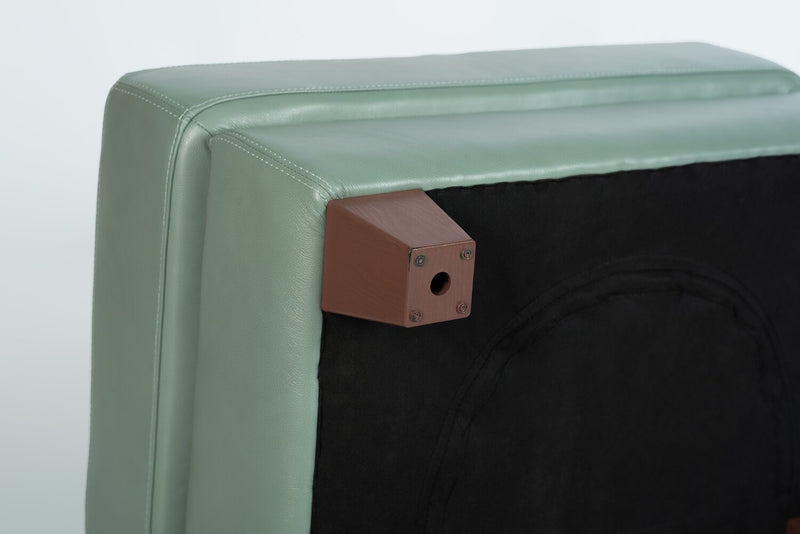 Chateau d’Ax Vita 31\" 100% Genuine Leather Ottoman with Diamond Pattern Stitching and Wood Legs - Seafoam Green