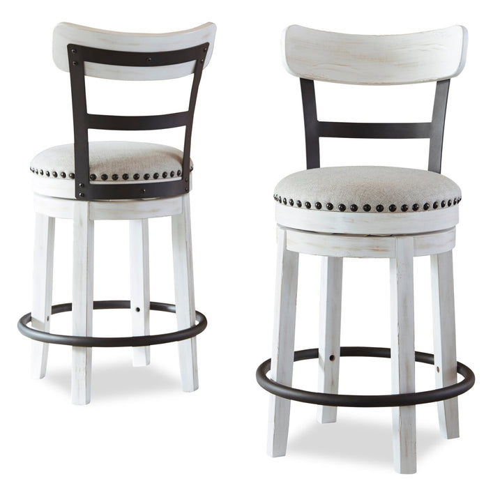 Otis Counter-Height Stool with Swivel Seat, Vegan Leather Fabric, Metal - White