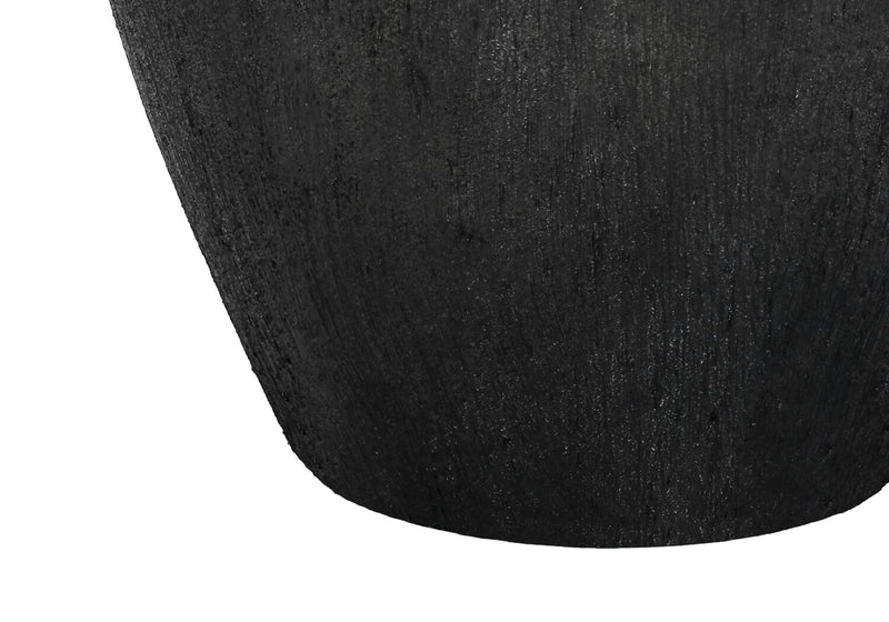 24\" Black Textured Ceramic Table Lamp with Ivory Shade