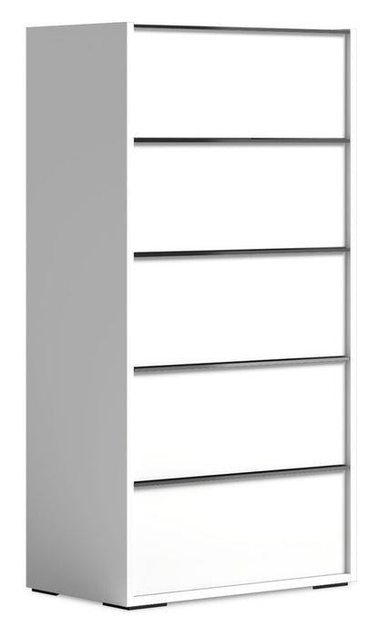 Raia Bedroom Chest of Drawers, 5-Drawer - Made in Italy, 23\"W x 53.5\"H, Modern - White