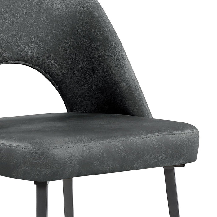 Kort & Co. Bay Dining Chair with Vegan Leather Fabric, Metal - Charcoal