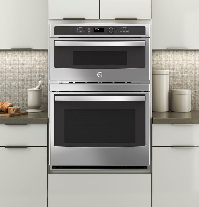 GE 30\" 6.7 Cu. Ft. Electric Wall Oven with Microwave and True European Convection - Stainless - JT3800SHSS
