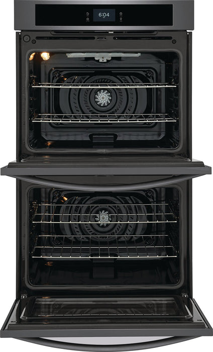 Frigidaire 30\" 5.3/5.3 Cu. Ft. Electric Double Wall Oven with Fan Convection - Black Stainless Steel - FCWD3027AD