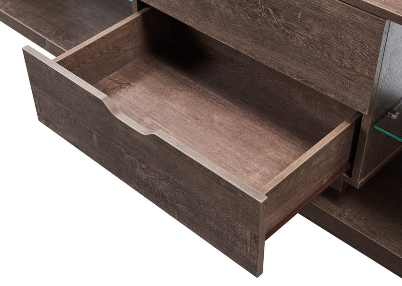 Alex 72\" Modern TV Stand with Storage and Cable Management for TVs up to 80\"- Walnut Oak