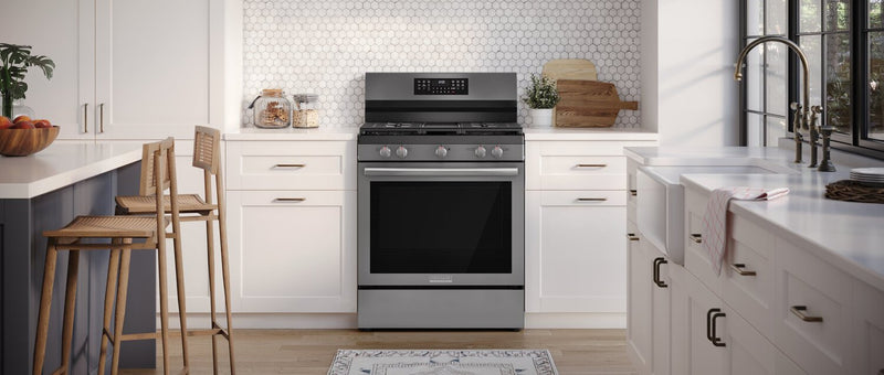 Frigidaire Gallery 5.1 Cu. Ft. Gas Range With Total Convection and Air Fry - Smudge-Proof® Black Stainless Steel - GCRG3060BD